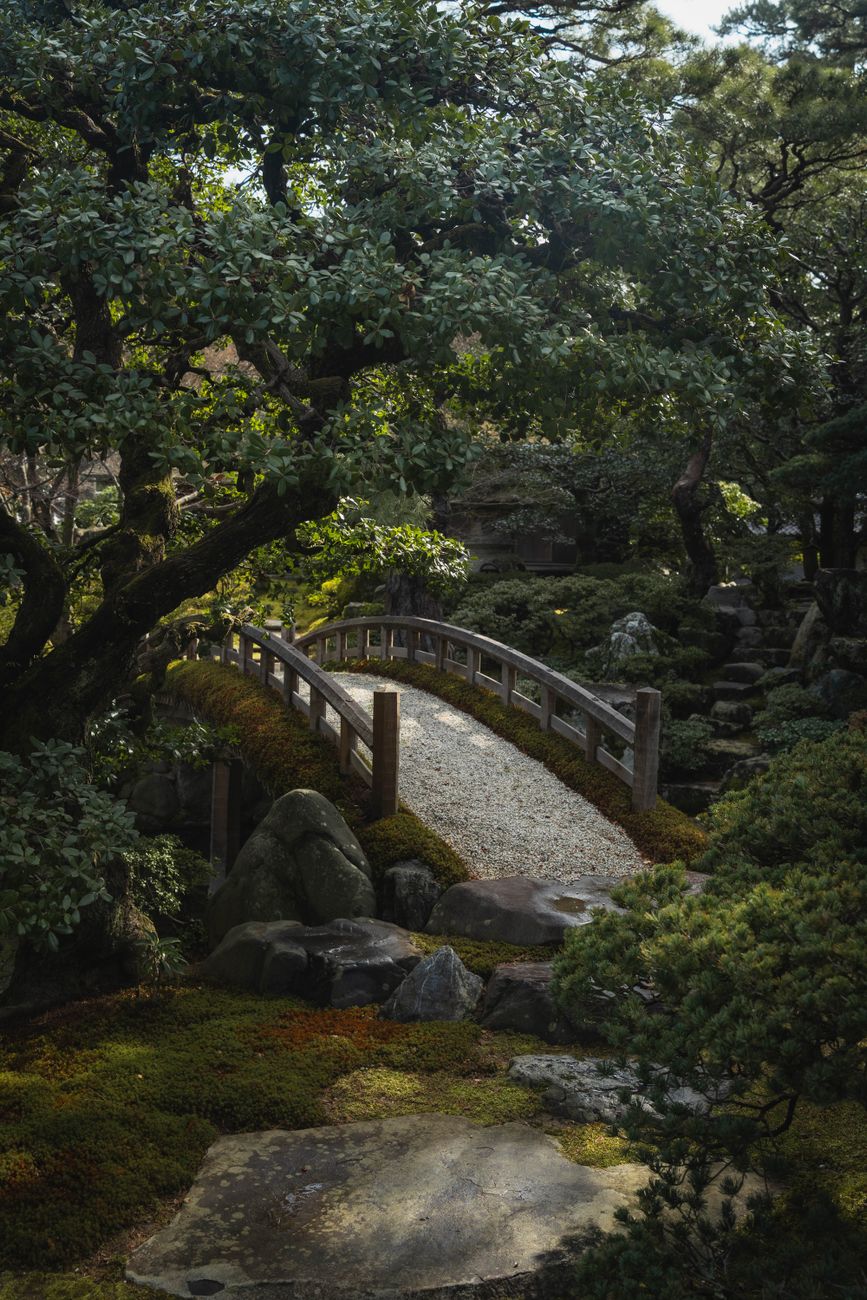 Traditional Japanese tea garden in Kyoto