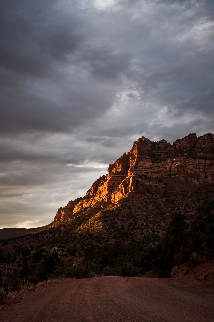 Dramatic desert canyon warm golden hour